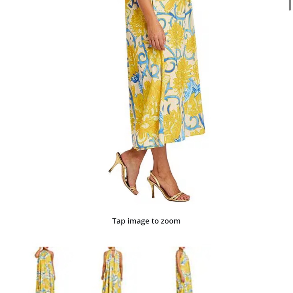 Floral Yellow and Blue Midi Dress